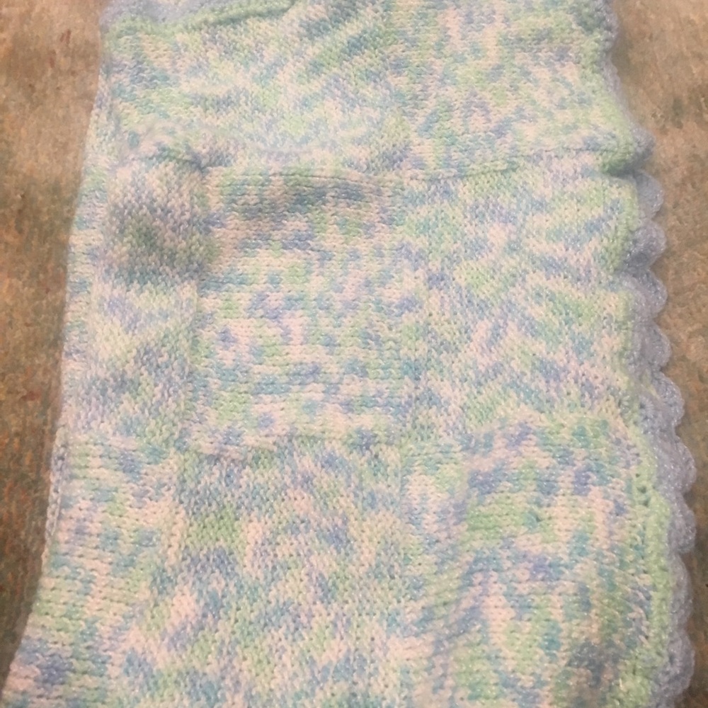 Blue and green handmade, crochet blanket